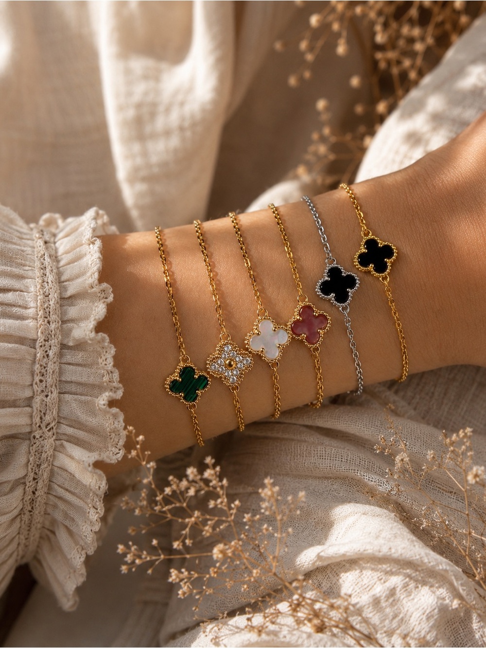 Gold Floral Cubic Zirconia Bracelet - Jewelry - Picture 3 of 3